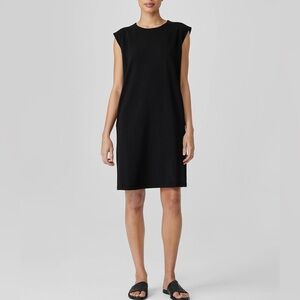 Eileen Fisher Black Lantern Jersey Sleeveless Cotton Dress Size Medium